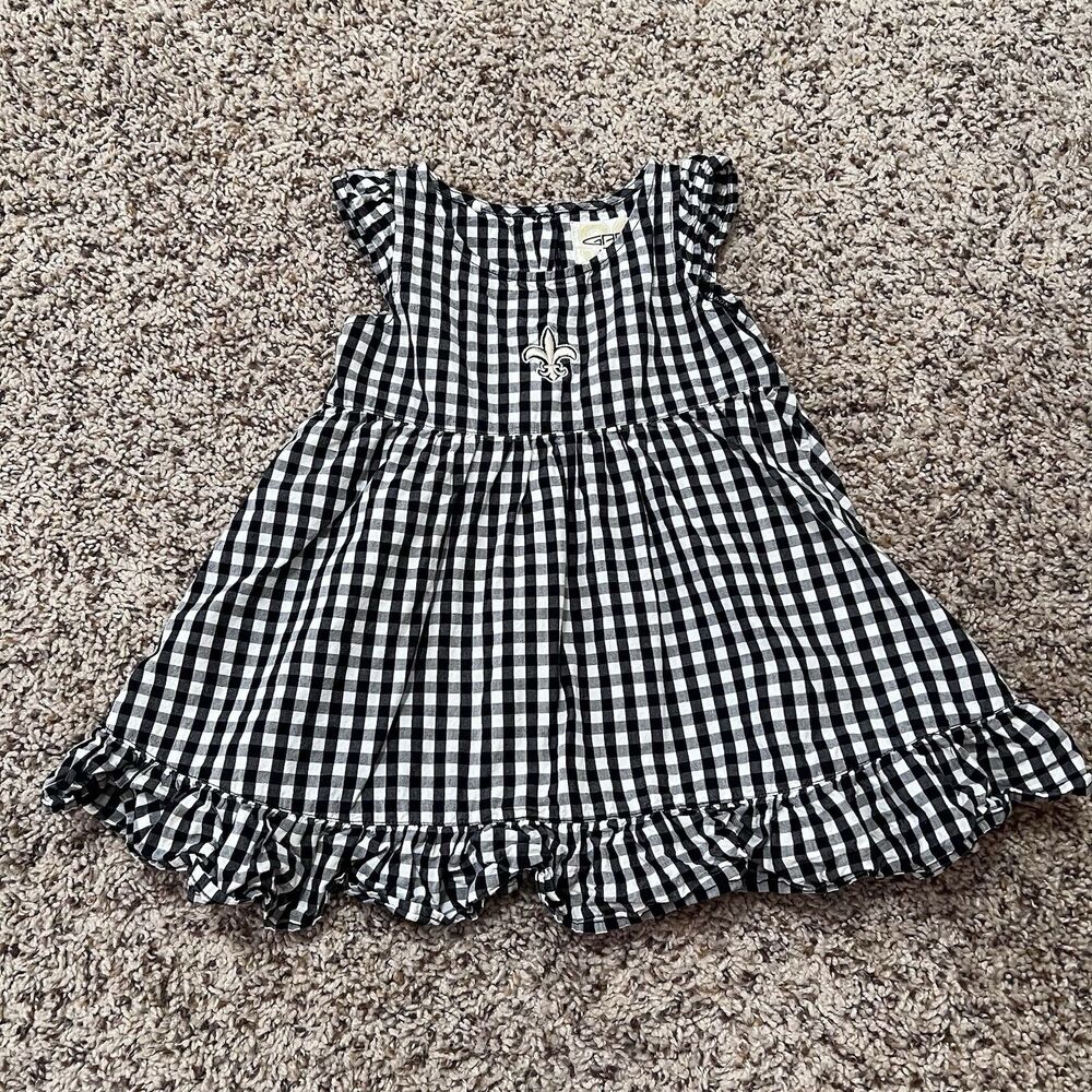 New Orleans Saints Black Gingham Sleeveless Girls Dress Size 2T